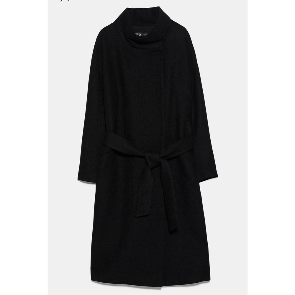 **SOLD** ZARA Belted Coat With High Collar